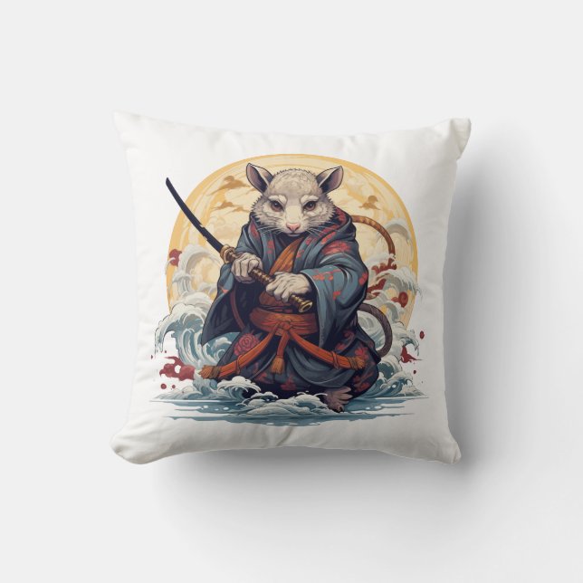 Cojín Decorativo Almohadones de Rata Samurái (Anverso)