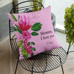 Cojín Decorativo Almohadones de regalo para madre con flores rosada