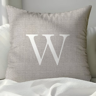 Cojín Decorativo Almohadones de tirar monogramados de arpillera gri