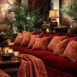 Cojín Decorativo Almohadones Paisley Rojo y Dorado - Personalizable