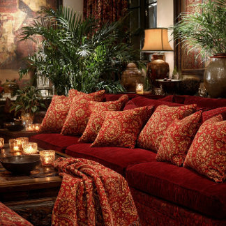 Cojín Decorativo Almohadones Paisley Rojo y Dorado - Personalizable