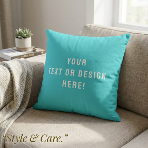 Cojín Decorativo Almohadones personalizados de color cian-azul – Ún