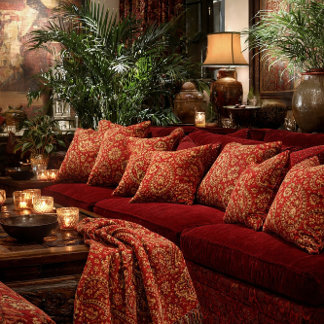 Cojín Decorativo Almohadones rojos y dorados de paisley de diseñado