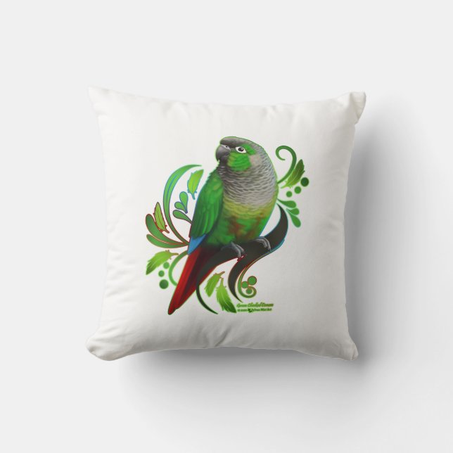 Cojín Decorativo Almohín conuro verde con queso (Anverso)
