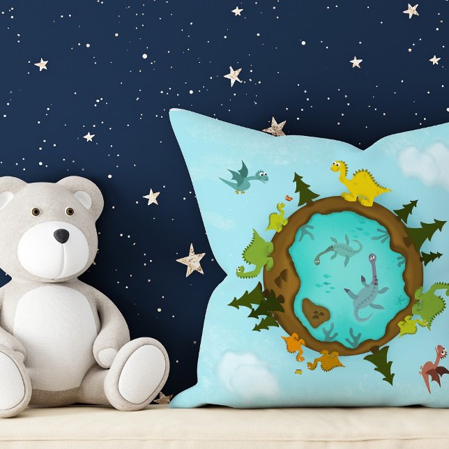 Cojín Decorativo Almohín del mundo del chino (This cute 'Dino World' pillow is perfect to decorate your nursery or kid's bedroom.)
