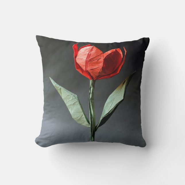 Cojín Decorativo Almohín estilizado de tulipán rojo (Anverso)