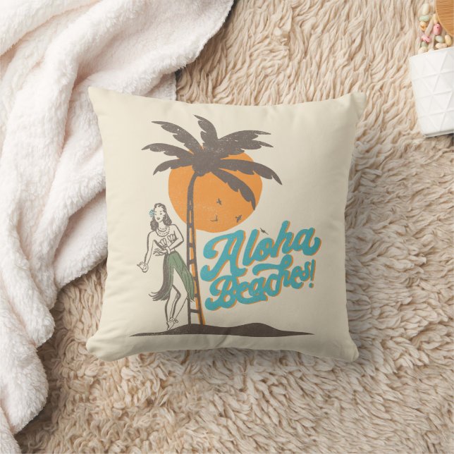 Cojín Decorativo Aloha Beach Hula Chica Hawaii Retro Hawái (Manta)