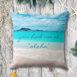 Cojín Decorativo Aloha Cita Turquoise Ocean Hawaii Beach Photo