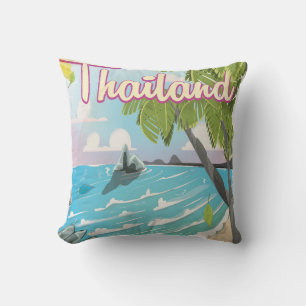 Cojín Decorativo ¡Aloha! Hawaii! cartel vintage de viaje caricatura