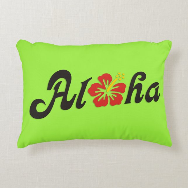 Cojín Decorativo Aloha Hibiscus - diseño de Hawaii plano + tus idea (Anverso)