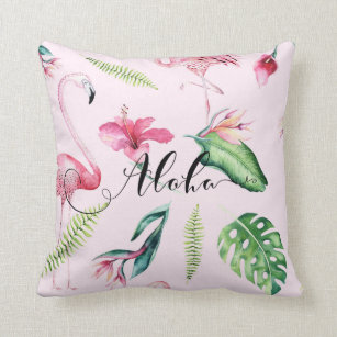 Cojín Decorativo Aloha Hibiscus Tropical Rosa