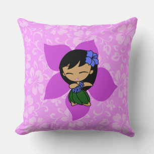Cojín Decorativo Aloha Honeys Hawaiian Hibiscus Vintage Hula Chica
