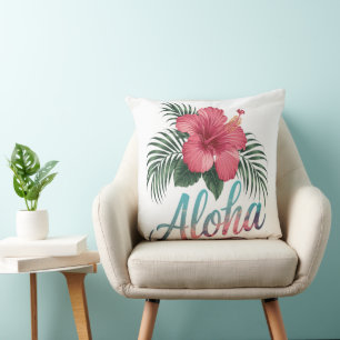 Cojín Decorativo Aloha Islas Hawaianas Hawái Flor de Hibisco