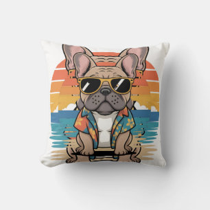 Cojín Decorativo Aloha Pup  Cool French Bulldog Beach Vibes