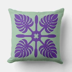 Cojín Decorativo Aloha Spirit Hawaiian Quilt - Monstera & Paddles