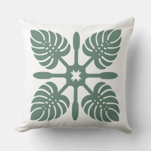 Cojín Decorativo Aloha Spirit Hawaiian Quilt - Monstera & Paddles