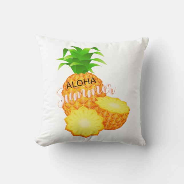 Cojín Decorativo Aloha Summer Pineapple_ Islas Hawái (Anverso)