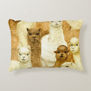 Cojín Decorativo Alpacas acuarela, fondo dibujado a mano sin inconv