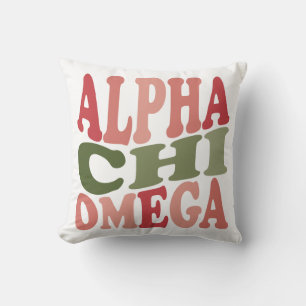 Cojín Decorativo Alpha Chi Omega Gráfico Retro Apilado Groovy