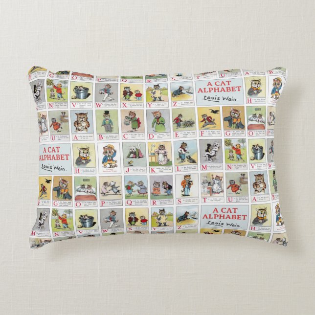 Cojín Decorativo Alphabet Cat, Louis Wain (Anverso)