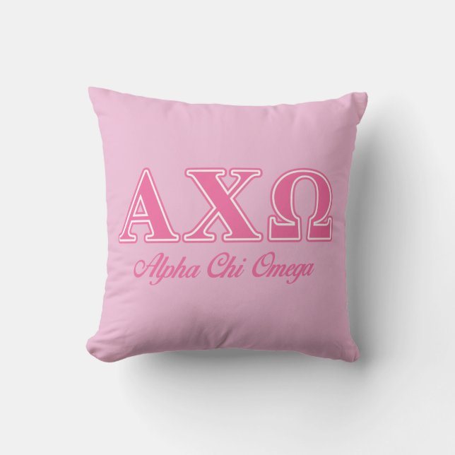 Cojín Decorativo Alphi Chi Omega Letras Rosas (Anverso)