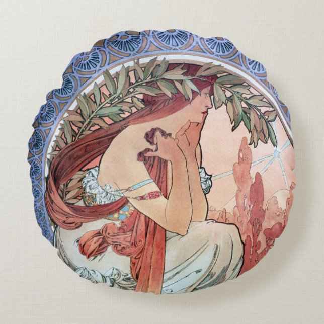 Cojín decorativo Alphonse Mucha (Anverso)