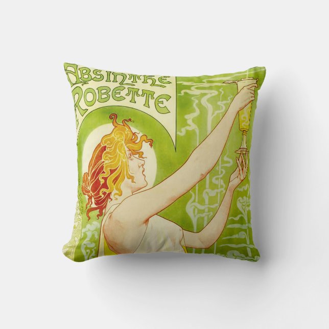 Cojín Decorativo Alphonse Mucha Absinthe Robette Pillow (Anverso)
