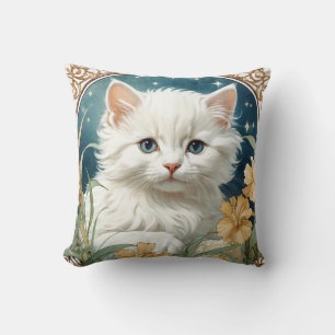 Cojín Decorativo Alphonse Mucha Art Nouveau Kitten
