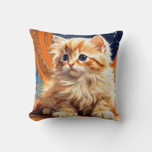 Cojín Decorativo Alphonse Mucha Art Nouveau Naranja Cat