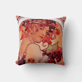 Cojín Decorativo Alphonse Mucha, Art Nouveau, vintage, fruta