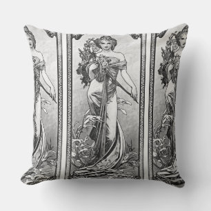 Cojín Decorativo Alphonse Mucha Flores rotas