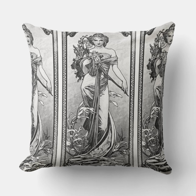 Cojín Decorativo Alphonse Mucha Flores rotas (Anverso)