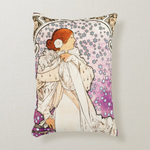 Cojín Decorativo Alphonse Mucha La Dame 1896 Vintage Art Nouveau