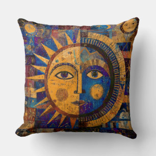 Cojín Decorativo Alquimia Celestial Sol Luna Mística