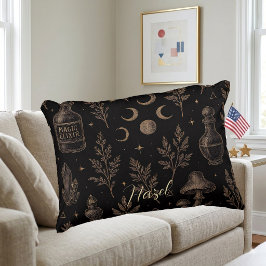 Cojín Decorativo Alquimia Vintage Decoración Botánica Gótica Negra