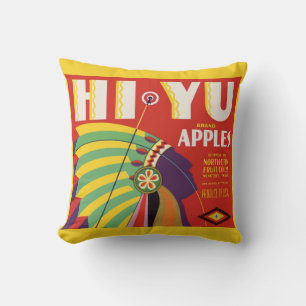 Cojín Decorativo alrededor de 1930 Hi Yu Apples crate label print