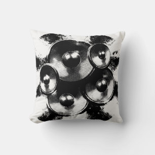 Cojín Decorativo Altavoces de música en blanco y negro