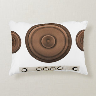 Cojín Decorativo Altavoces retro: marrón, blanco aislado.