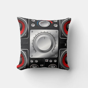 Cojín Decorativo Altavoces rojos con amplificador y mandos de contr