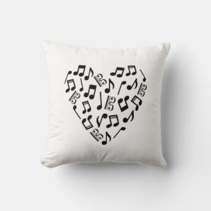 Cojín Decorativo Alto Clef Viola Heart Love Music Notes White