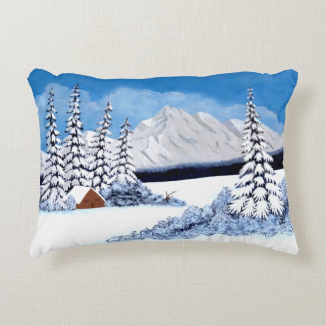 Cojín Decorativo Aluminio brillante de invierno nevado (Anverso)