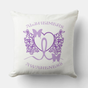 Cojín Decorativo Alzheimers Conciencia Pillow Mariposas Púrpura