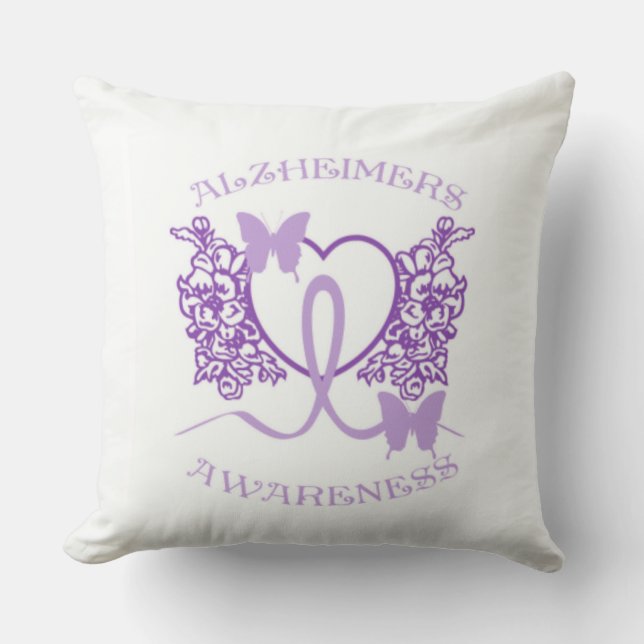 Cojín Decorativo Alzheimers Conciencia Pillow Mariposas Púrpura (Anverso)