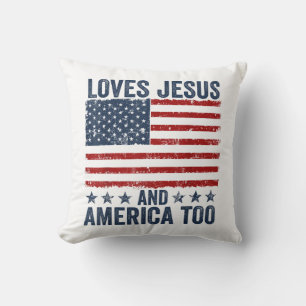 Cojín Decorativo Ama a Jesús y a Estados Unidos a Dios Cristiano 4