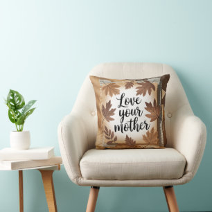Cojín Decorativo Ama a tu Madre Tierra Arte Ecológico de Hojas de O