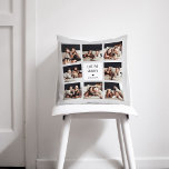 Cojín Decorativo Ama Abuelo | Texto manuscrito del Collage de fotos<br><div class="desc">Esta sencilla y elegante almohada dice "Te amo abuelo" en un moderno texto negro escrito a mano, con un simple corazón negro y un lugar para tu nombre, en un marco cuadrado blanco. El fondo es gris claro. Hay una rejilla de fotos con espacio para mostrar ocho de tus fotos...</div>