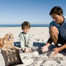 Cojín Decorativo Ama el Día del Padre Dorado Recuperador Papá Perro