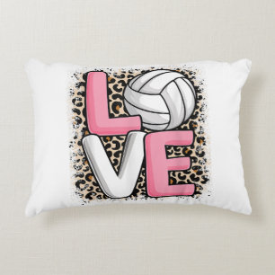 Cojín Decorativo Ama el voleibol de estampado de leopardo para muje