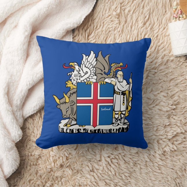 Cojín Decorativo Ama Islandia & bandera islandesa, emblema / vacaci (Manta)