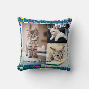 Cojín Decorativo Ama Mis Gatitos Personaliza 3 Fotos Impresión de G